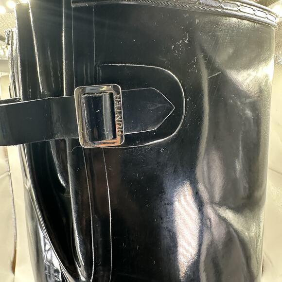 Hunter Original Tall Adjustable Back Classic Boots Gloss Black Women's Size 9 US - Picture 9 of 13